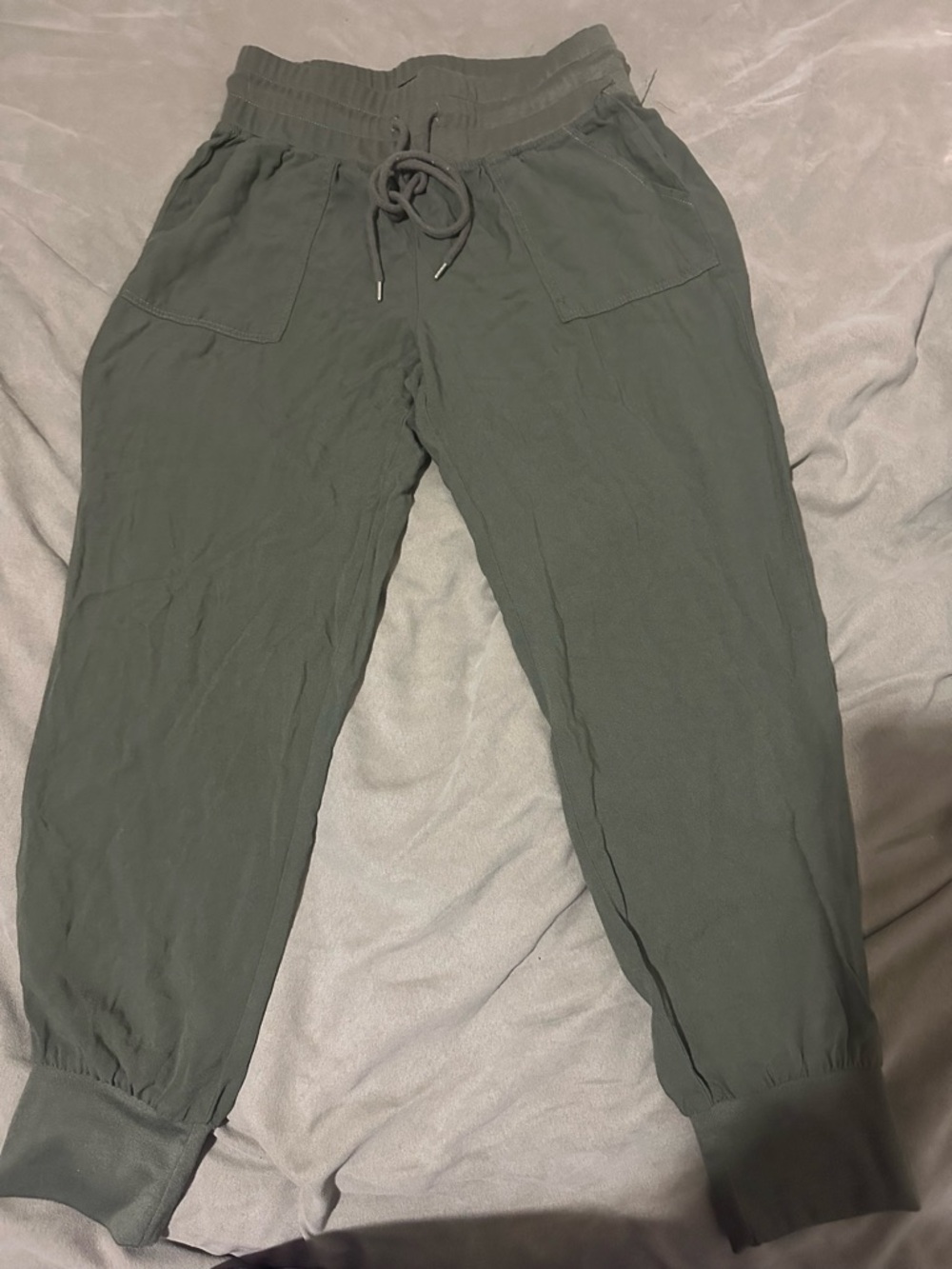 Rewash Olive Green Cropped Jogger Pants